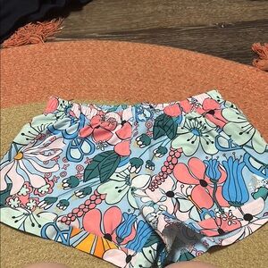 Adidas Pink and Green Athletic Shorts Vibrant Floral Design